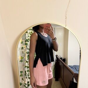 Black Tank Top and Pink Shorts